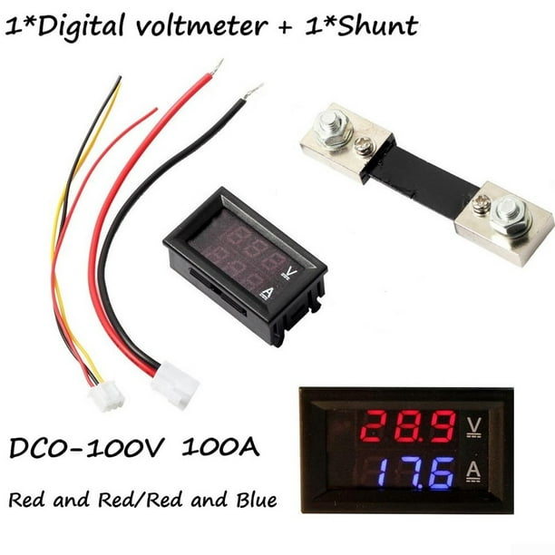 DC 0-100V 50A Voltmeter Ammeter LED Dual Digital Volt Amp Meter Gauge W/ Shunt